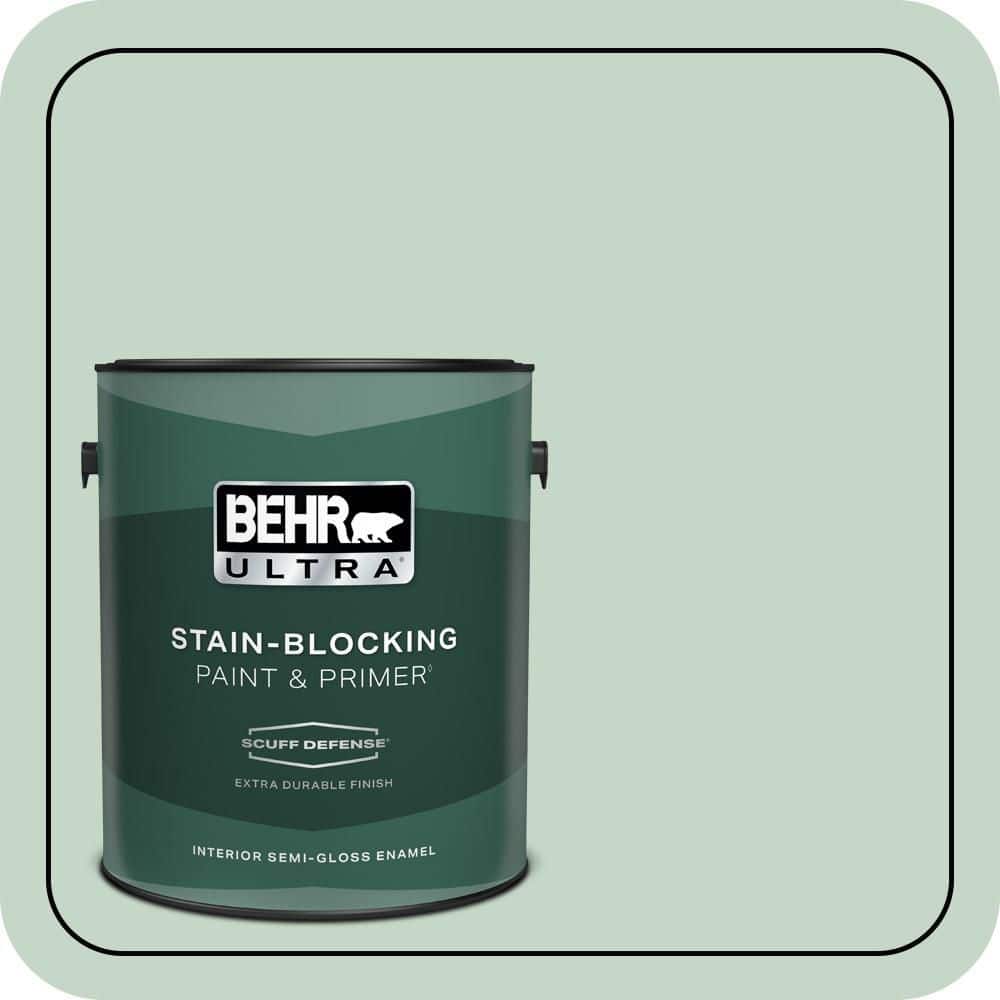 BEHR ULTRA 1 gal. #S410-2 New Moss Extra Durable Semi-Gloss Enamel Interior Paint & Primer