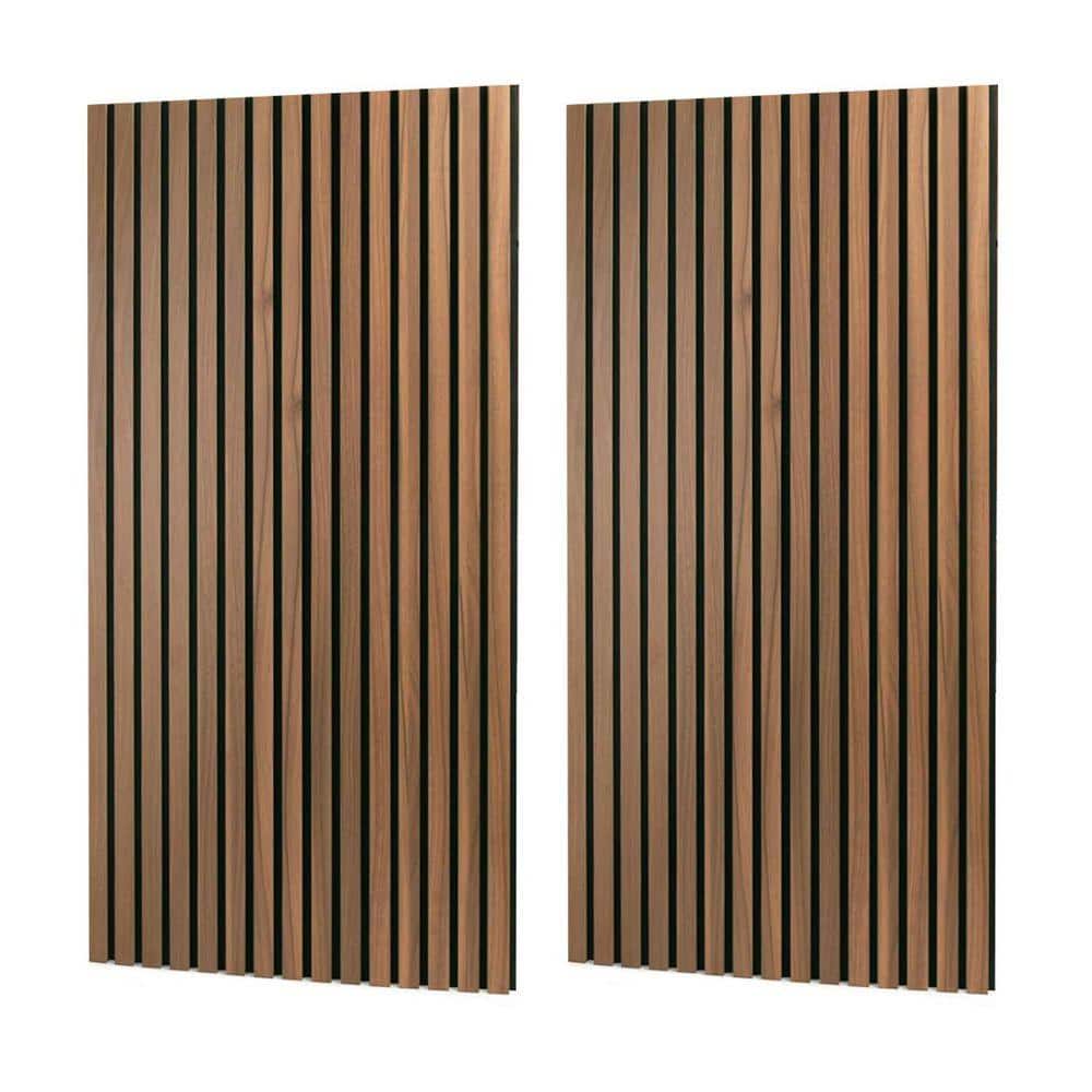 KIWDZFU 0. 01in. T x 23. 6ft. x 47. 2ft. Walnut Wood Finish 3D Fluted Sound Absorbing Panel 2-Pack (1)