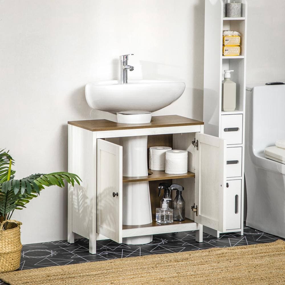 Comrelax 23.5 in. White Bath Vanity without Sink, Bathroom Under Sink Cabinet with Adjustable Shelf, Double Doors (3)