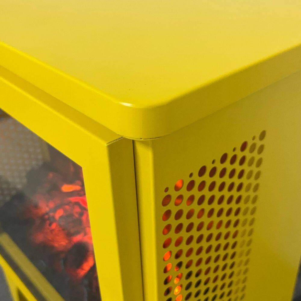 Clihome 14 in. W x 18 in. H Freestanding Electric Fireplace Heater in Classic Yellow with 3D Flame and Panoramic 3-Sided View (3)