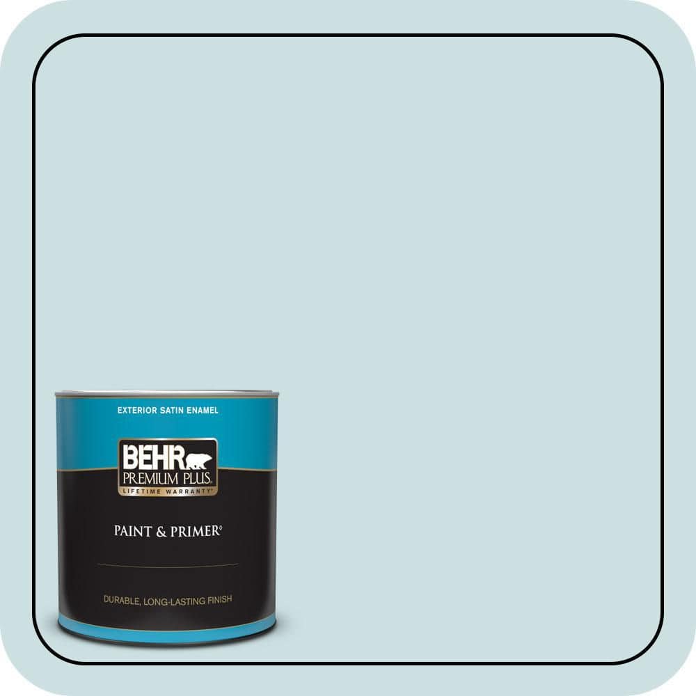 BEHR PREMIUM PLUS 1 qt. #S450-1 Beach Foam Satin Enamel Exterior Paint & Primer