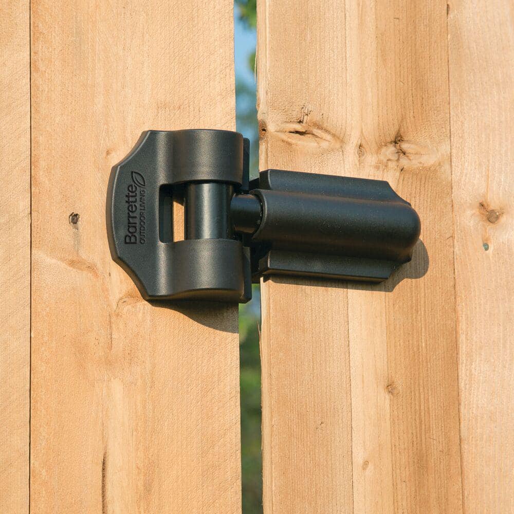 Barrette Outdoor Living 8.937 in. x 5 in. Heavy Duty Black Contemporary Gate Hinge (2-Pack) (2)