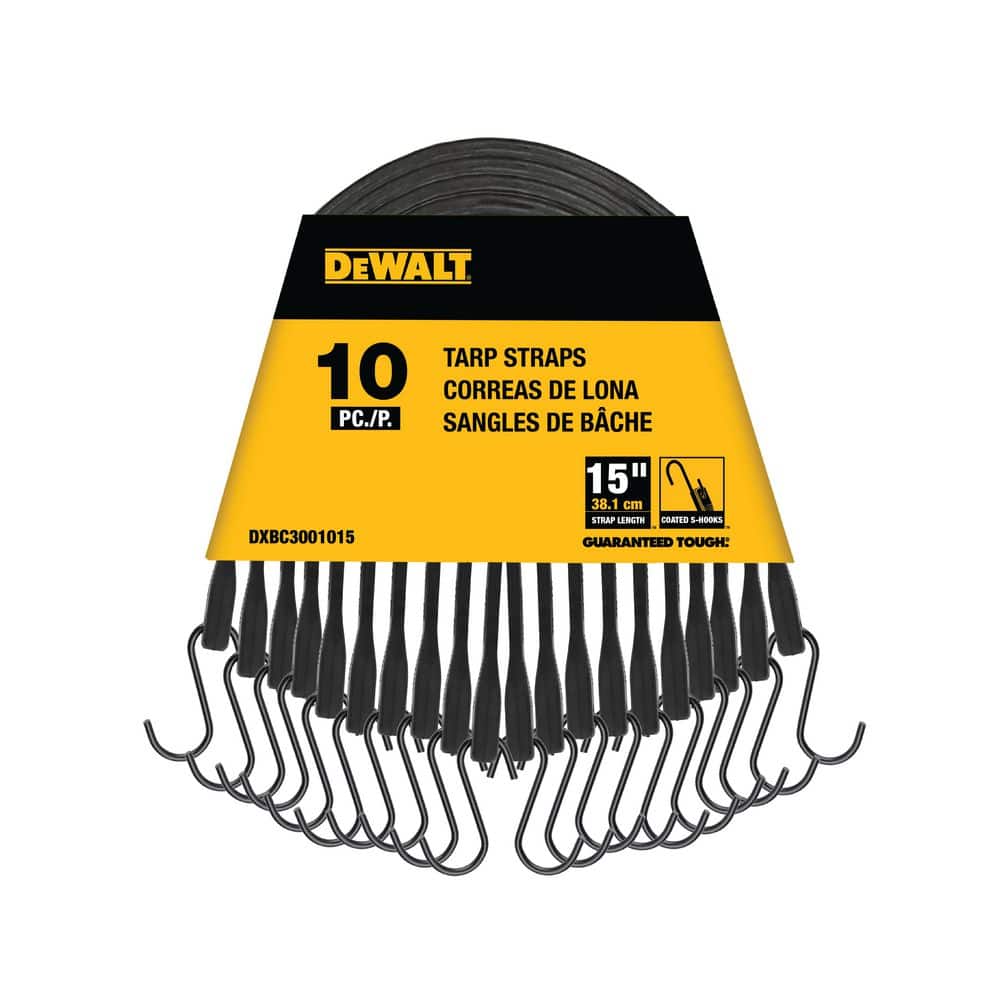 Unbranded DEWALT 15 in. Natural Rubber Tarp Straps, 10-Pack