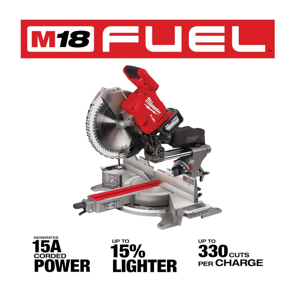 Milwaukee M18 FUEL 18V Lithium-Ion Brushless 12 in. Cordless Dual Bevel Sliding Compound Miter Saw with 18-Gauge Brad Nailer (2)
