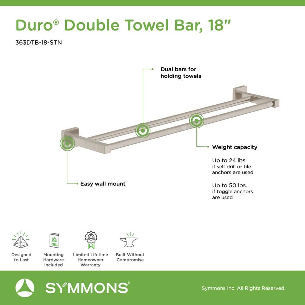 Symmons Duro Double Wall Mounted Towel Bar (4)