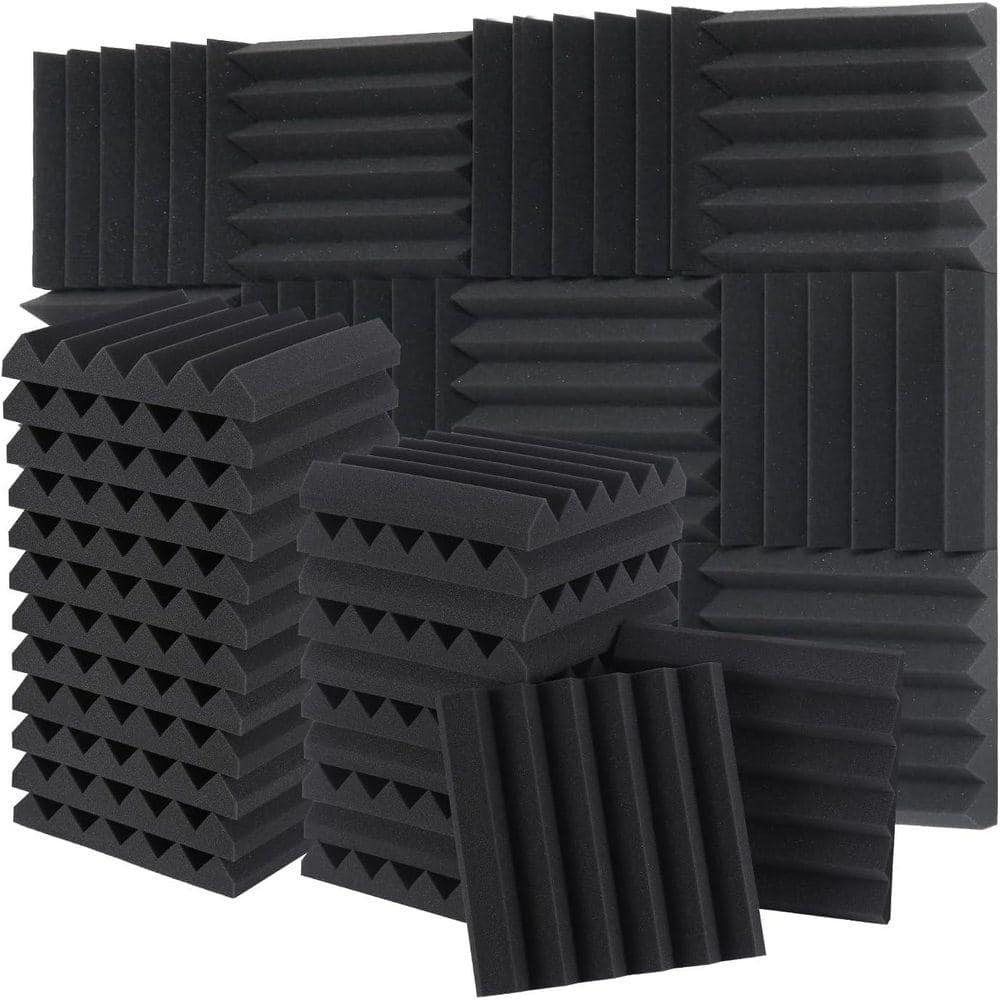 KIWDZFU 2in. T x 1ft. x 1ft. Black Sound Absorbing Panel High Density Foam 36-Pack (1)