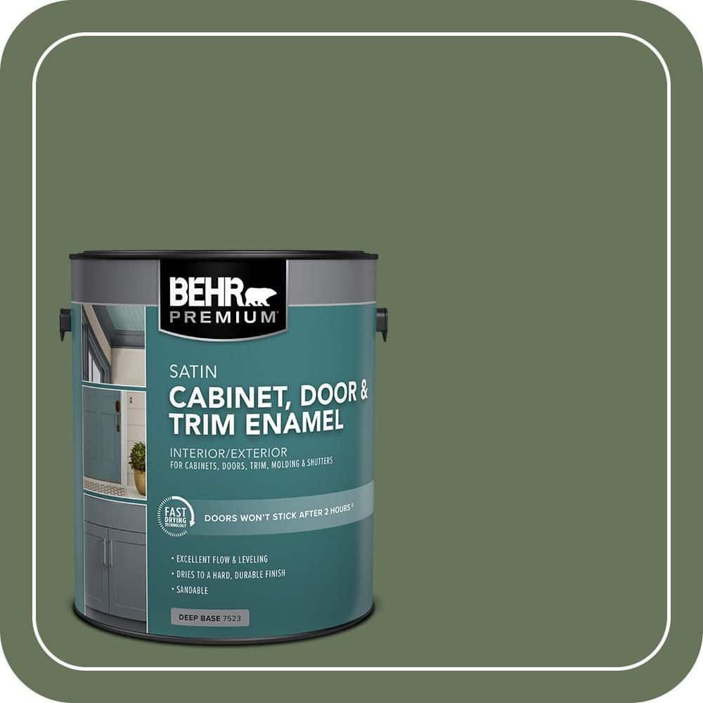 BEHR PREMIUM 1 gal. #PPU10-01 Scallion Satin Enamel Interior/Exterior Cabinet, Door & Trim Paint (1)