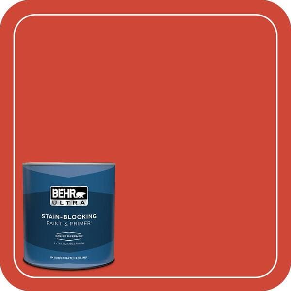BEHR PREMIUM PLUS 1 gal. #180B-7 Chili Pepper Semi-Gloss Enamel Low Odor Interior Paint & Primer (2)