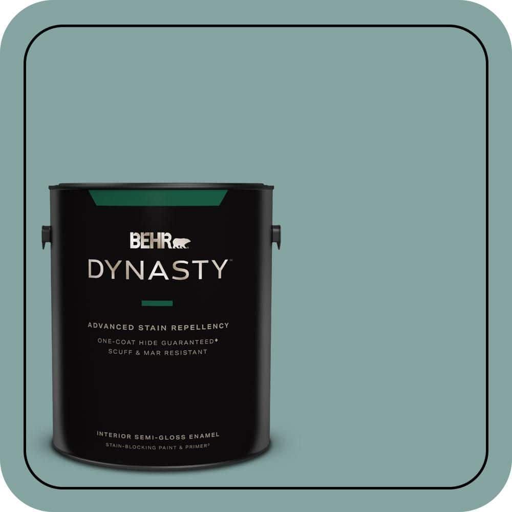 BEHR DYNASTY 1 gal. #PPU13-08 Venus Teal One-Coat Hide Semi-Gloss Enamel Interior Stain-Blocking Paint & Primer