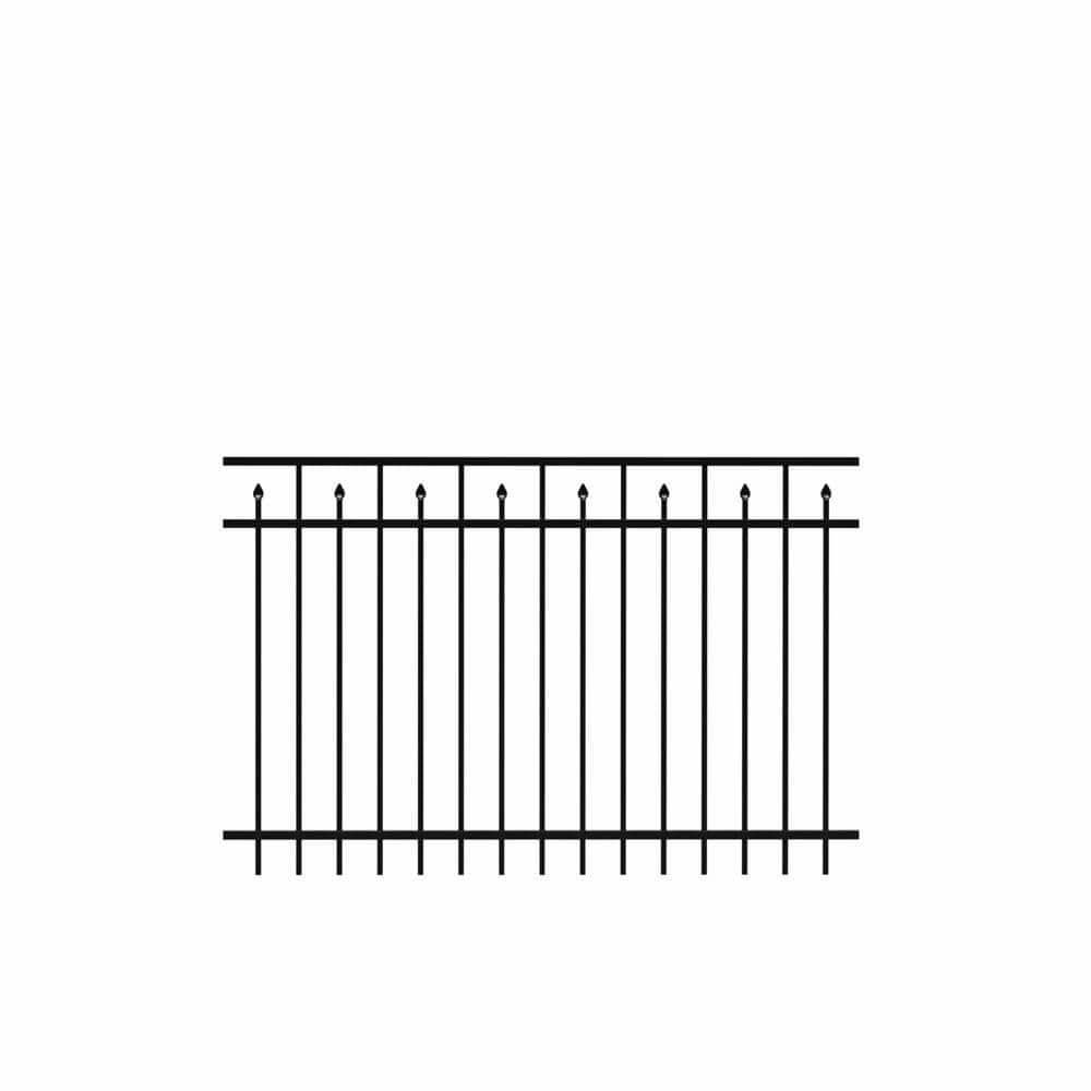 Barrette Outdoor Living Brilliance Standard-Duty 4 ft. H x 6 ft. W Black Aluminum Pre-Assembled Fence Panel (1)
