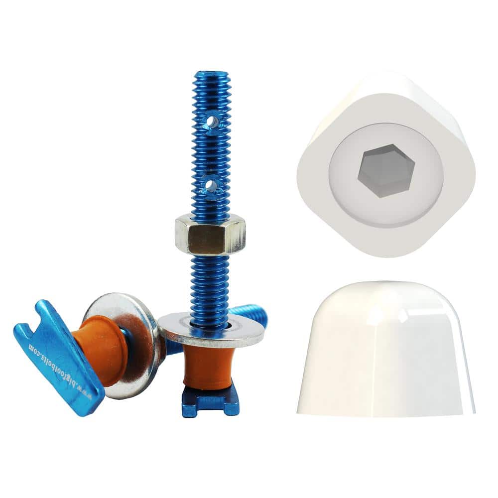 Big Foot Bolts 5/16 in. x 2.5 in. Hand Tighten Toilet Flange Bolts and Toolless Caps