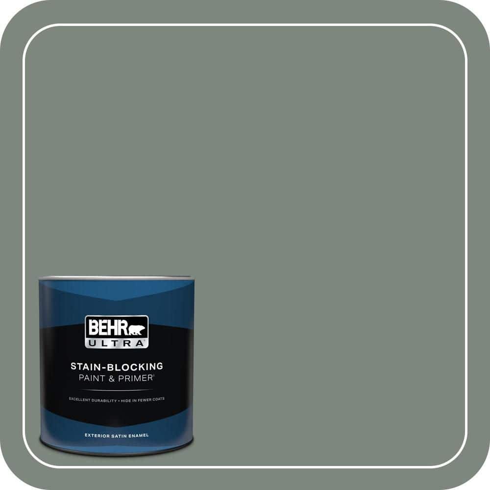 BEHR ULTRA 1 qt. #700F-5 Wild Sage Satin Enamel Exterior Paint & Primer
