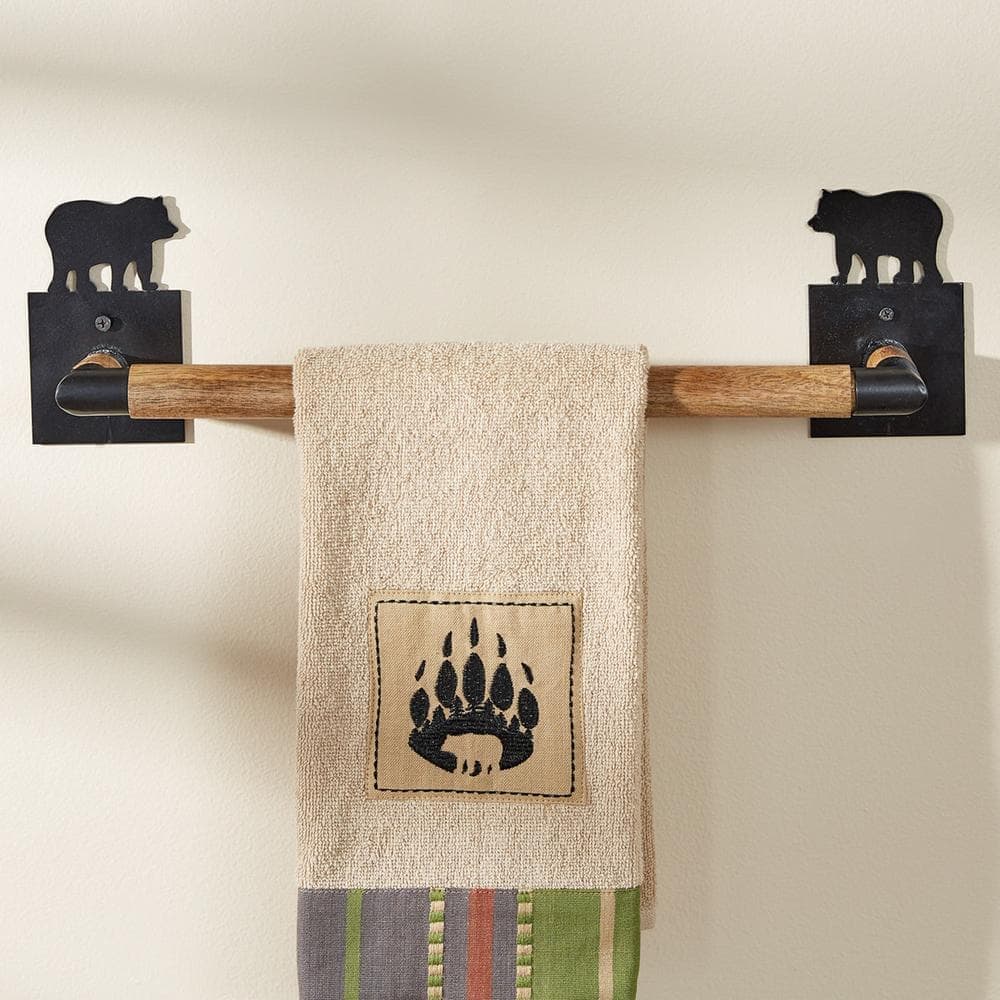 Park Designs Wild Woods Bear Wall Mount Black Finish Towel Bar 16 in. (2)