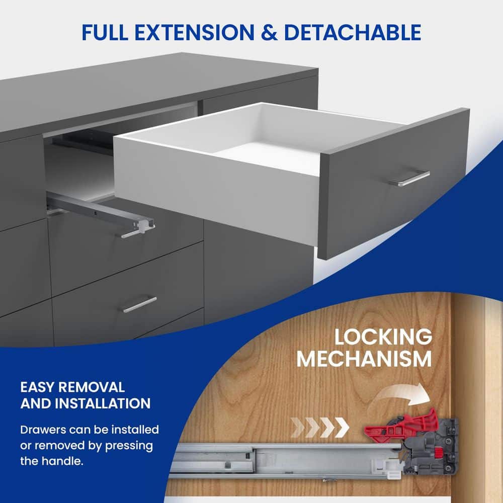 LAIFUCAM 21 in. Galvanized Undermount Soft-Close Heavy Duty Drawer Slides Full Extension Concealed Mount 1 Pair (2)