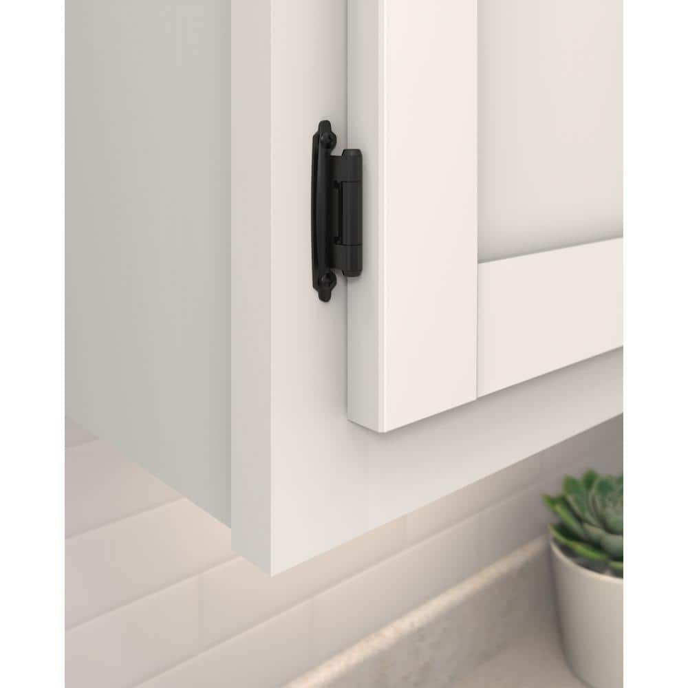 Amerock Matte Black Variable Overlay Self Closing, Face Mount Cabinet Hinge (2-Pack) (2)