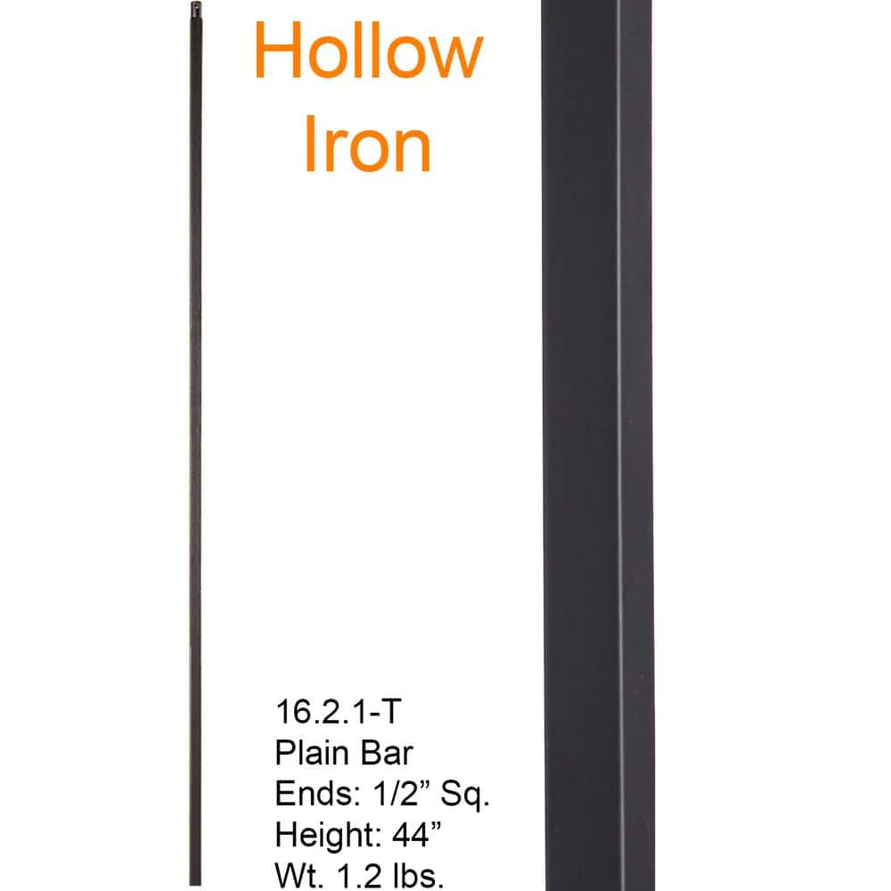 HOUSE OF FORGINGS Versatile 44 in. x 0.5 in. Satin Black Plain Square Bar Hollow Wrought Iron Baluster (2)