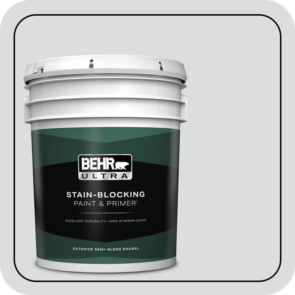BEHR ULTRA 5 gal. #N540-1 Script White Semi-Gloss Enamel Exterior Paint & Primer