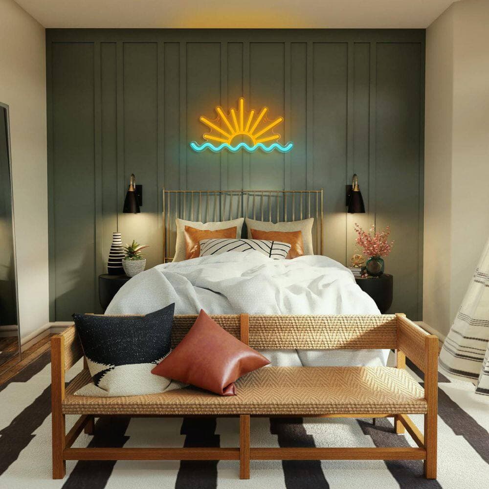 Afoxsos Sunrise Sunset Series Neon Sign USB Powered LED Acrylic Wall Decor for Bedroom Beach Bar Party Living Room (2)