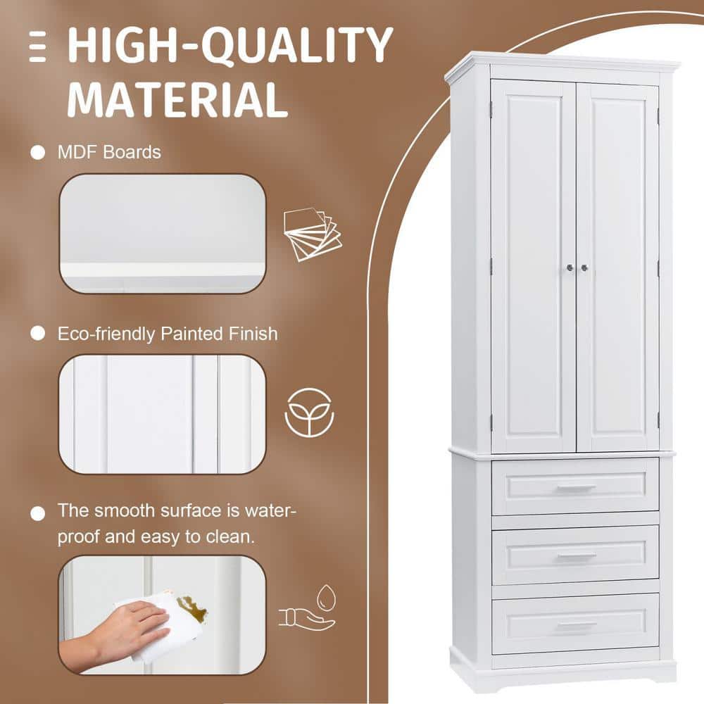 Miscool Anky 24 in. W 15.7 in. D 70 in. H MDF Freestanding Bathroom Storage Linen Cabinet (4)