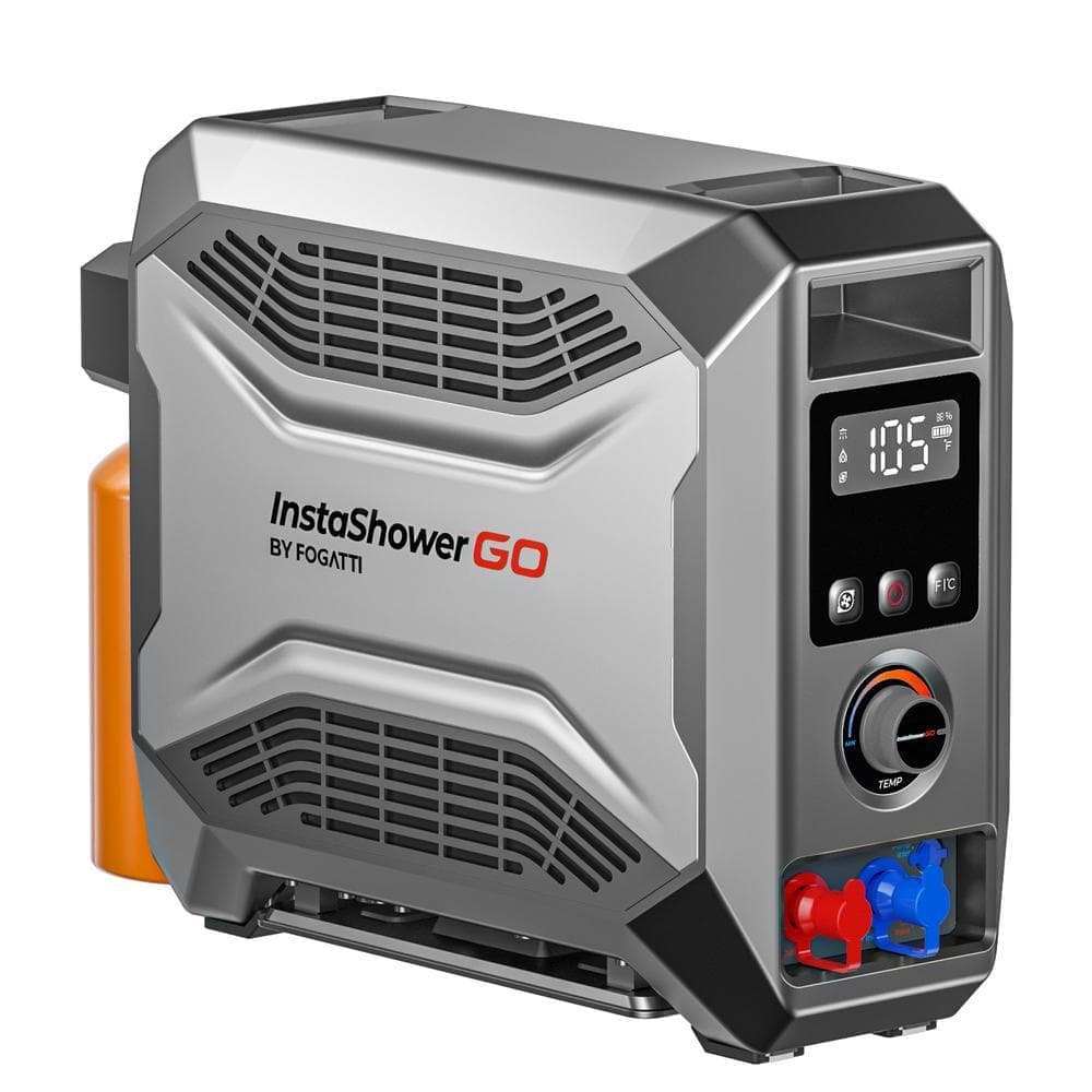 FOGATTI InstaShower Go, 19000BTU, Outdoor Camping Portable Propane Gas Water Heater with Water Pump