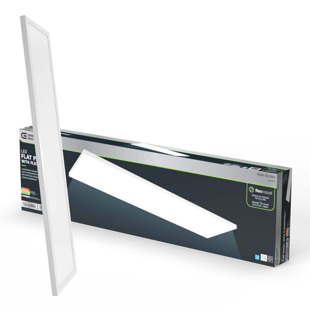 Commercial Electric Flex Install Panel 12 in. x 48 in. White Integrated LED Flat Panel Light with 5CCT (3)