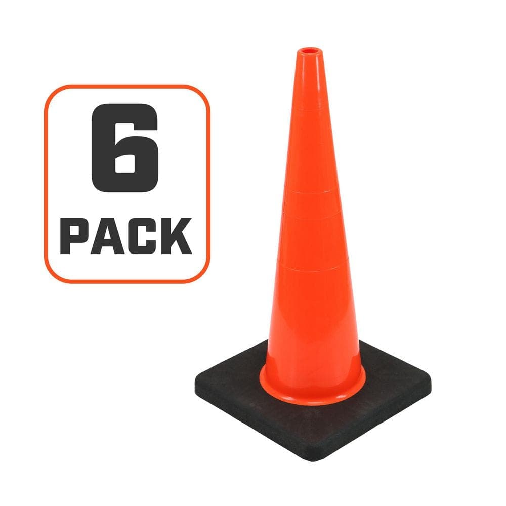 PRIVATE BRAND UNBRANDED 28 in. Orange PVC Injection Molded Safety Cone (6-Pack)