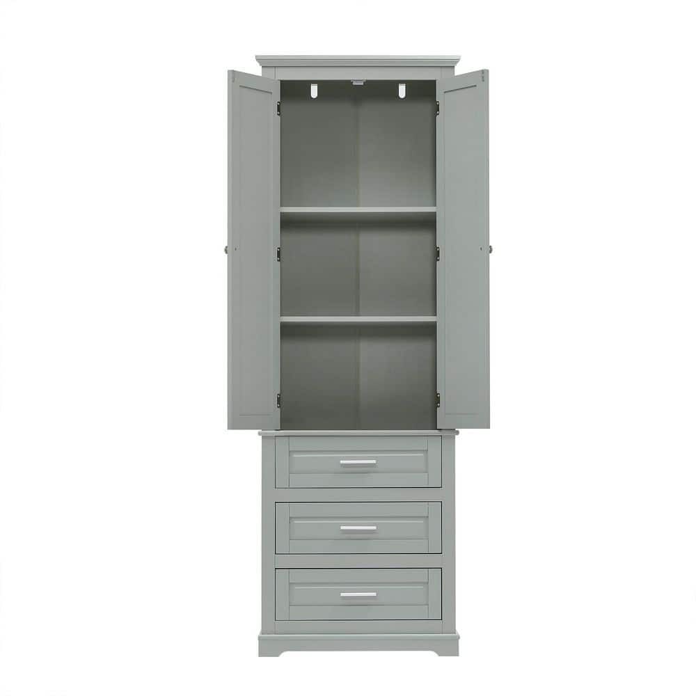 Unbranded 24 in. W 15.7 in. D 70 in. H MDF Freestanding Linen Cabinet with Adjustable Shelf (4)