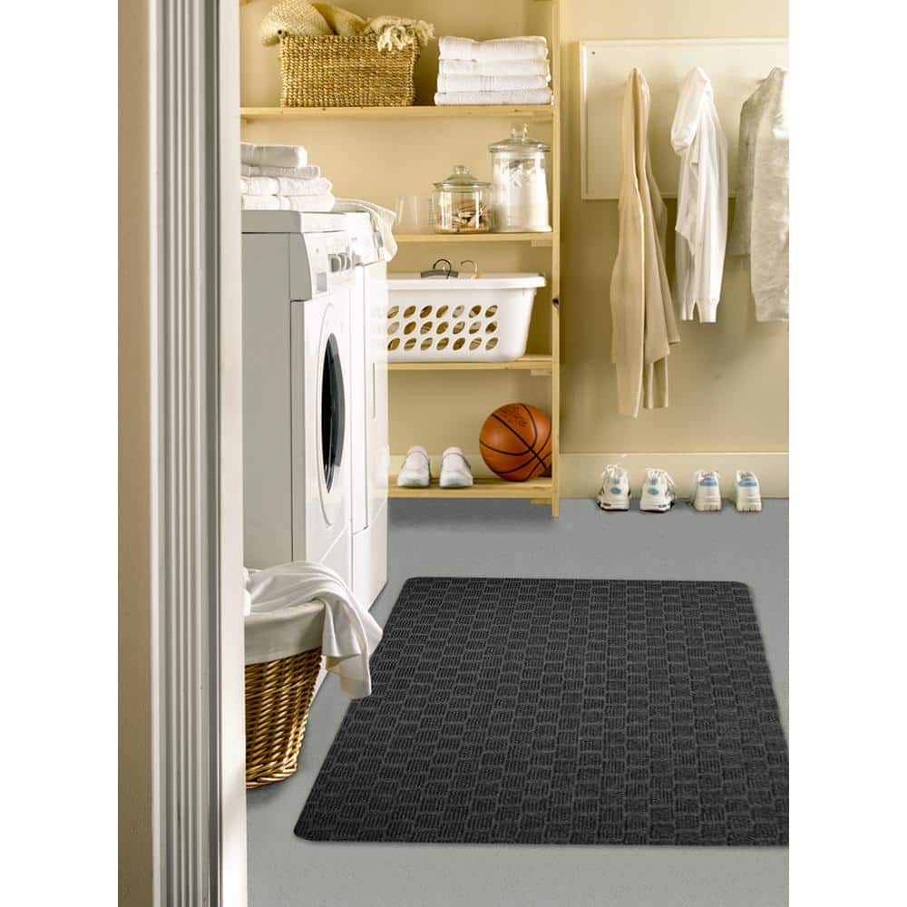TrafficMaster Premiere Squares Charcoal 3 ft. x 4 ft. Needlepunch Indoor Commercial Door Mat (4)