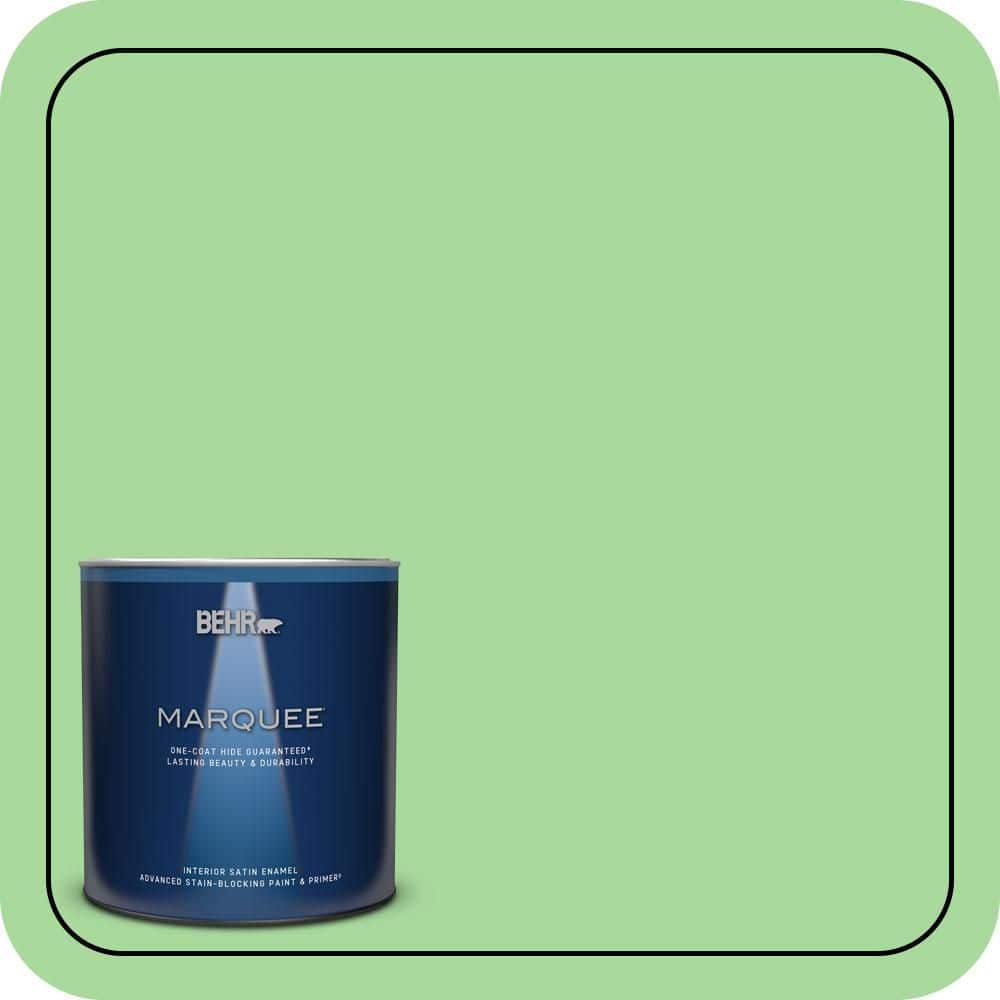 BEHR MARQUEE 1 qt. #440B-4 Cool Aloe Satin Enamel Interior Paint & Primer