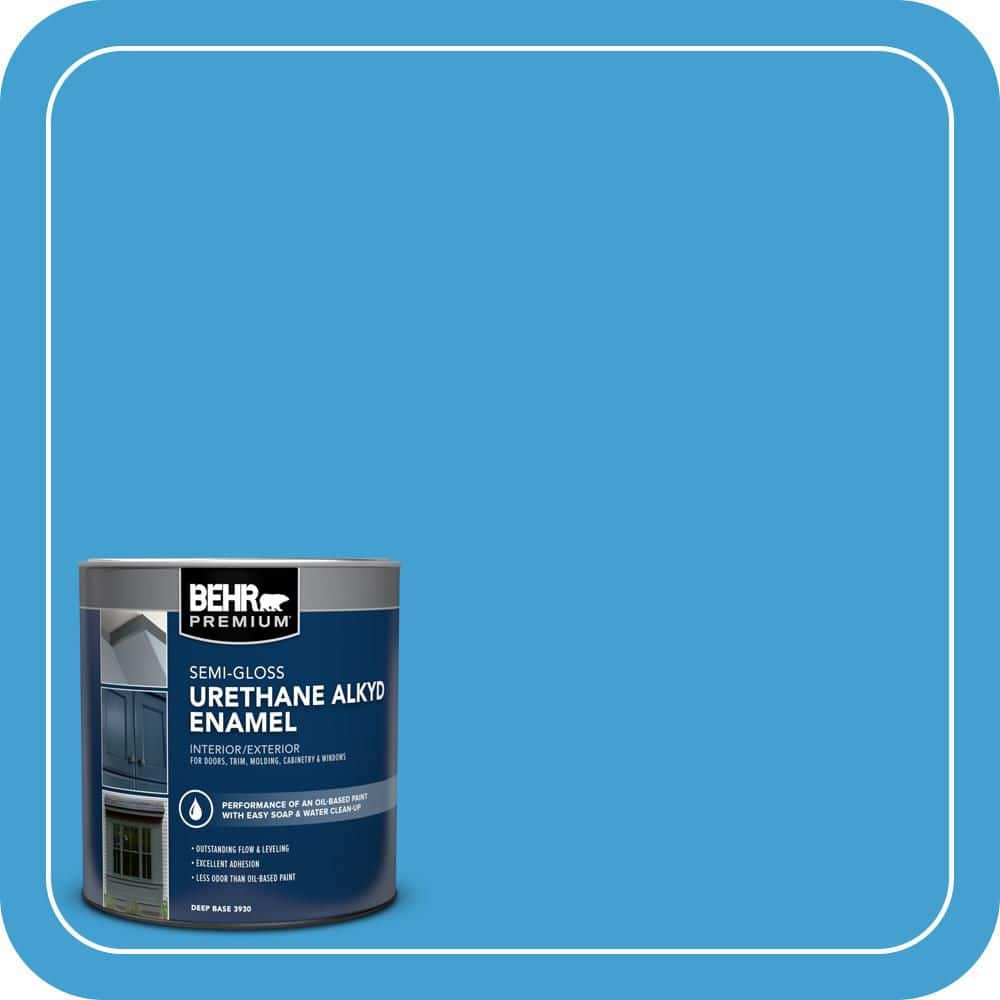 BEHR PREMIUM 1 qt. #AE-47 Horizon Blue Semi-Gloss Enamel Urethane Alkyd Interior/Exterior Paint (1)