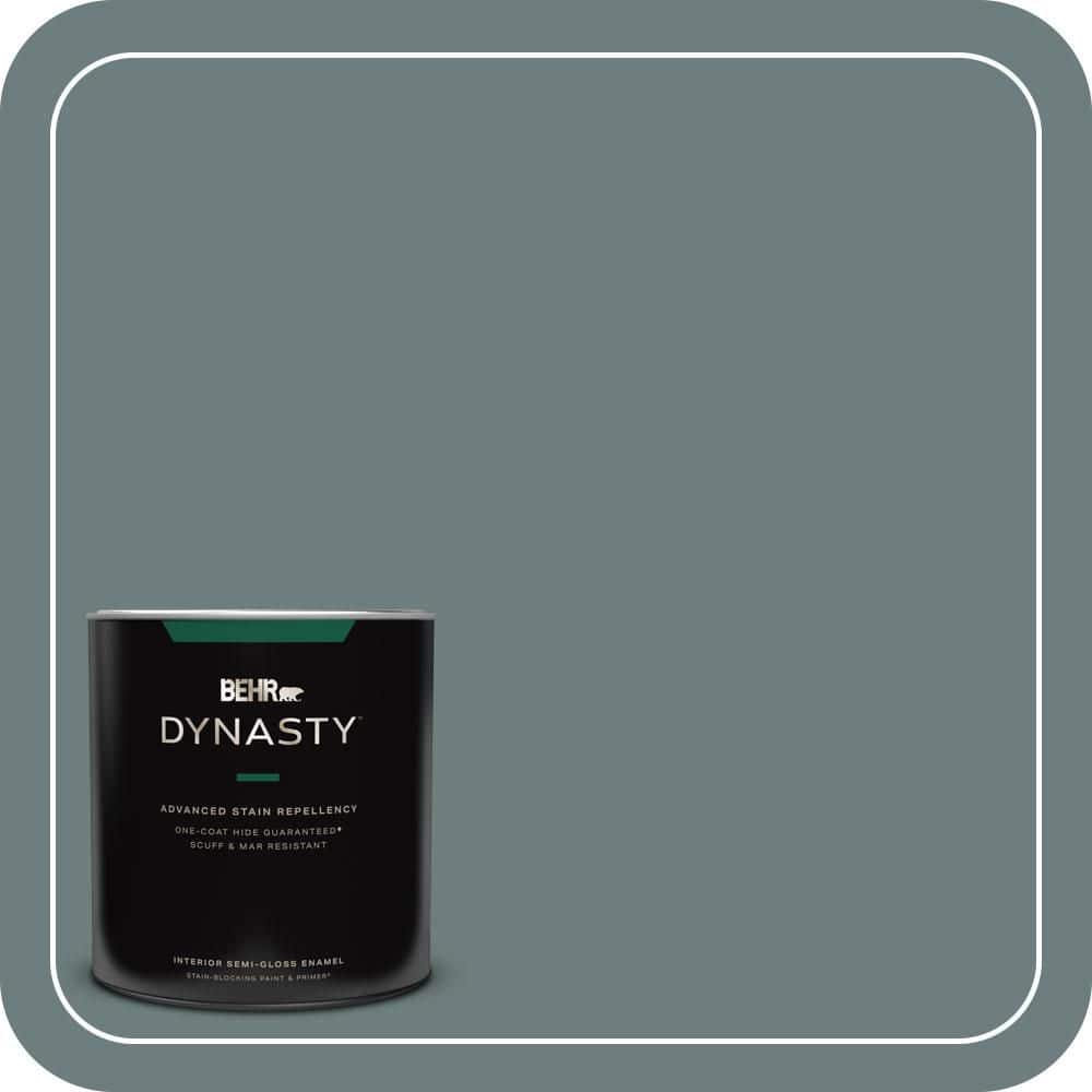 BEHR DYNASTY 1 qt. #N440-5 Coney Island One-Coat Hide Semi-Gloss Enamel Interior Stain-Blocking Paint and Primer