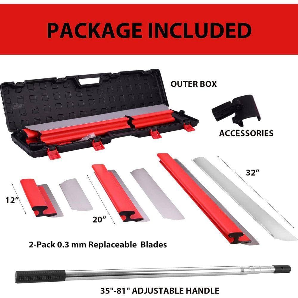 KIWDZFU 12,20,32 Skimming Blade Construction Tools with Adjustable Extension Handle and 2 Pack 0. 3mm Blades (2)