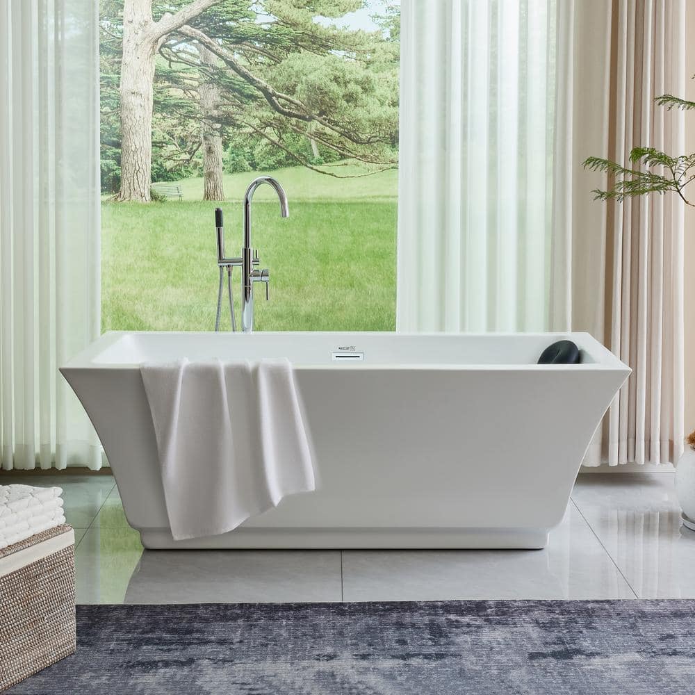 Vanity Art Strasbourg 29.5 in. Acrylic Flatbottom Freestanding Soaking Bathtub with Center Drain (3)
