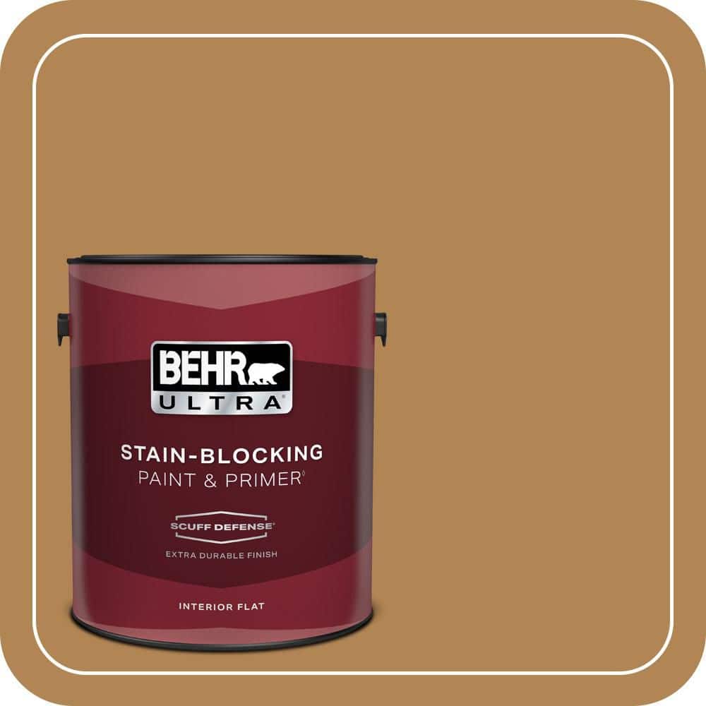 BEHR ULTRA 1 gal. #S290-6 Golden Rice Extra Durable Flat Interior Paint & Primer