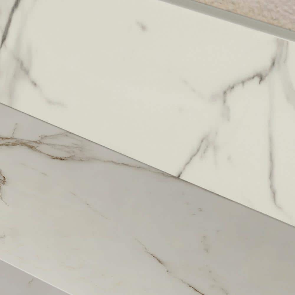 MSI Calacatta Nowy White Double Beveled 4 in. x 36 in. Polished Engineered Marble Threshold Tile Trim (3 ln. ft./Each) (3)