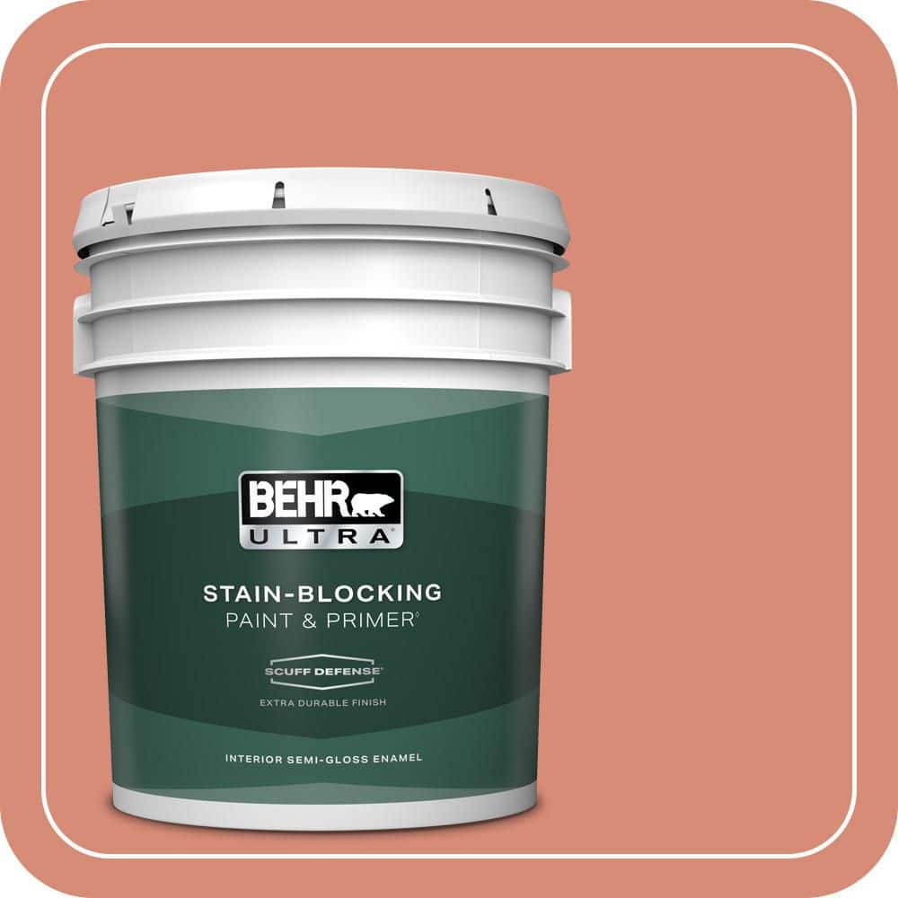 BEHR ULTRA 5 gal. #MQ4-32 Vintage Coral Extra Durable Semi-Gloss Enamel Interior Paint & Primer