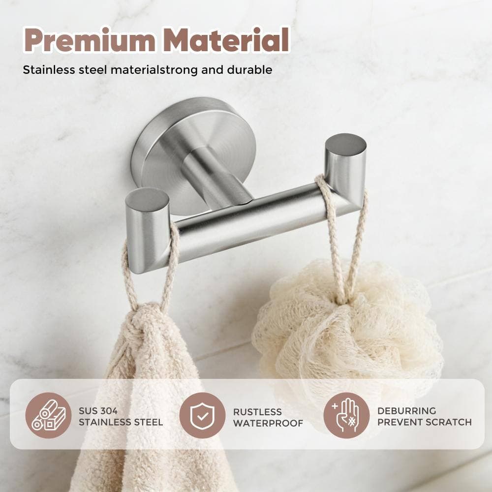 GQB Stainless Steel Round Wall-Mounted Bathrobe Hooks and Towel Hooks in Brushed Nickel(2-Pack) (3)