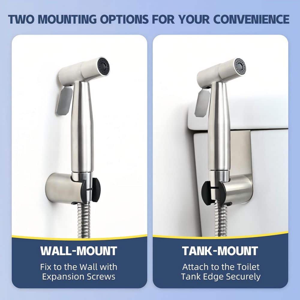 Wudkey Easy-Install Handheld Bidet Attachment with Adjustable Pressure, Braided Hose & Installation Kit Included in Gray (3)
