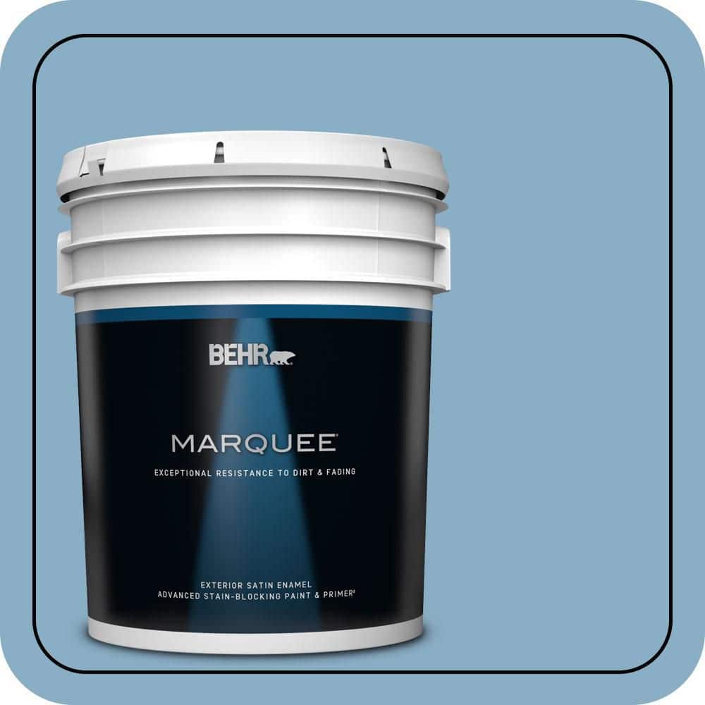 BEHR MARQUEE 5 gal. #S500-4 Chilly Blue Satin Enamel Exterior Paint & Primer