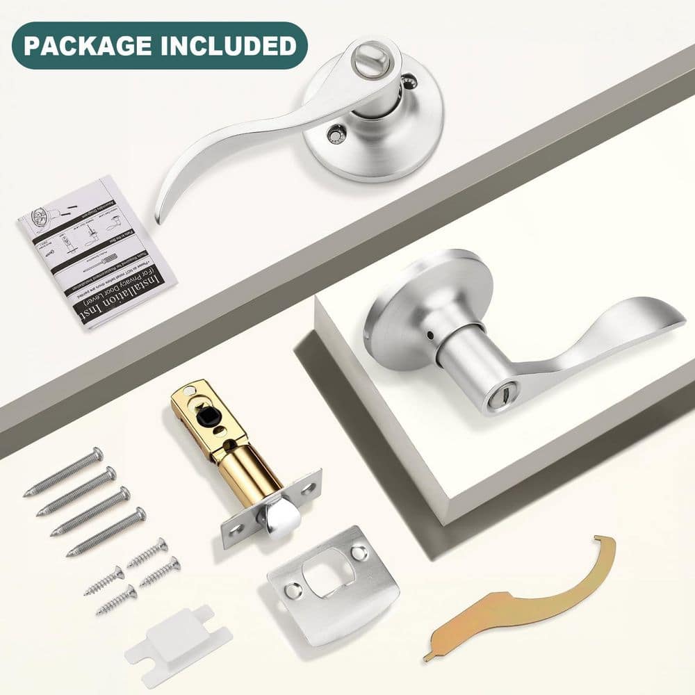 Anqtovp 8-Pack Privacy Door Lever Handles with Lock for Bedroom Bathroom Keyless Interior Hardware in Satin Nickel (2)