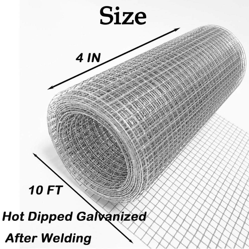 Unbranded 0.25 in. x 4 in. x 10 ft. 23-Gauge, Galvanized Wire Mesh Roll for Chicken Pen Fences and Small Animal Hardware Cloth (2)