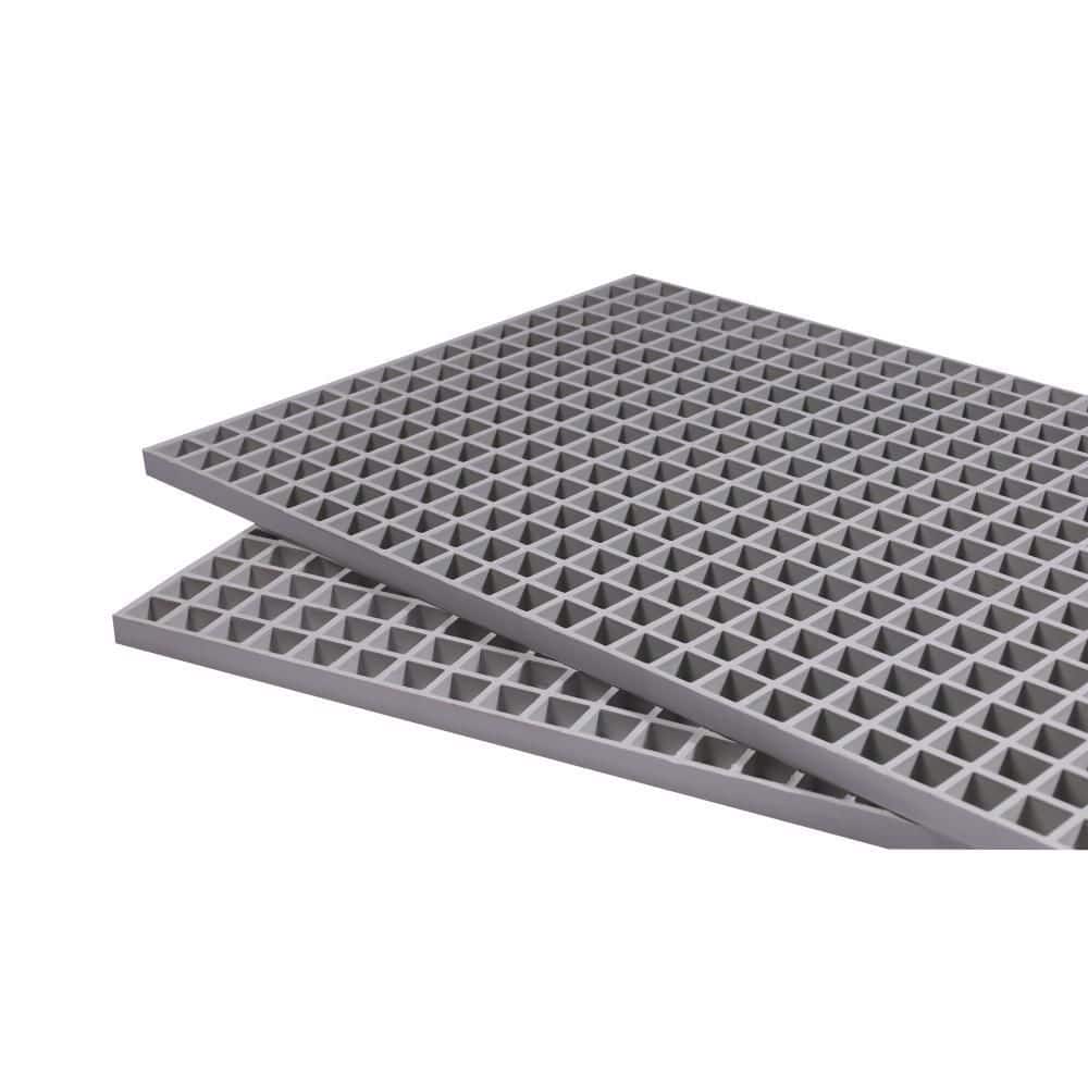 Wellco 4 ft. x 12 ft. PrimeSeries Fiberglass Grating Drain Grates for Trench Cover,Car Washes,Pool Deck,Gray (1)