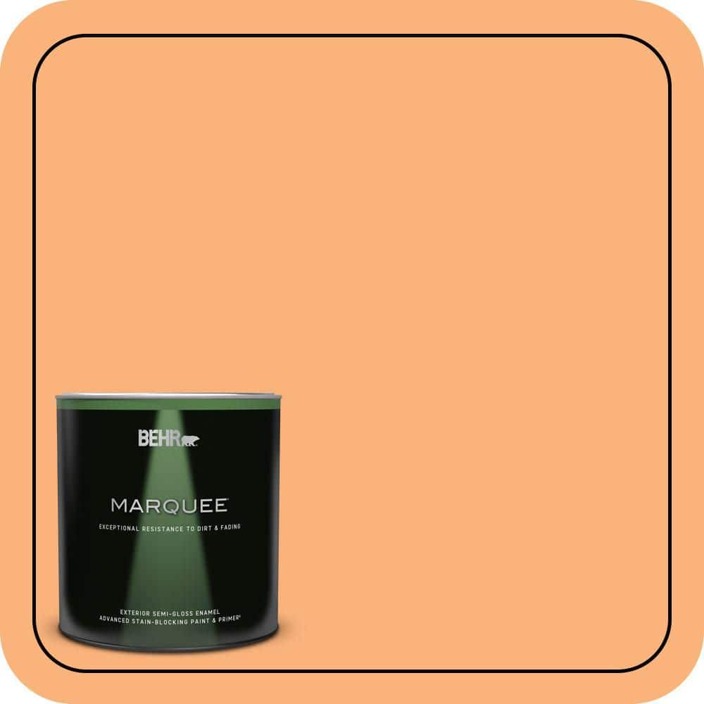 BEHR MARQUEE 1 qt. #P220-5 Fuzzy Peach Semi-Gloss Enamel Exterior Paint & Primer
