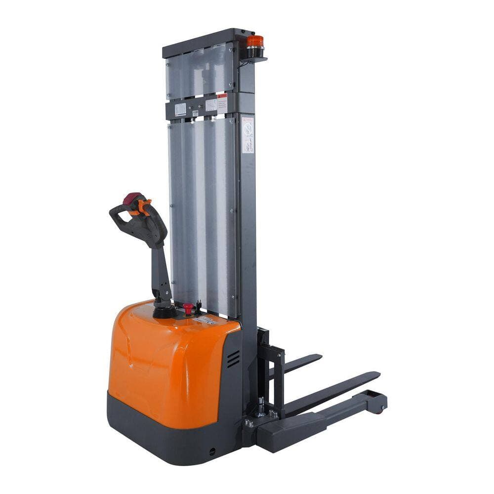 TORY CARRIER 24-Volt/100AH Gel Battery Powered 3300 lbs. Full Electric Pallet Stacker 118 in. Lift Height Straddle Stacker Orange (2)