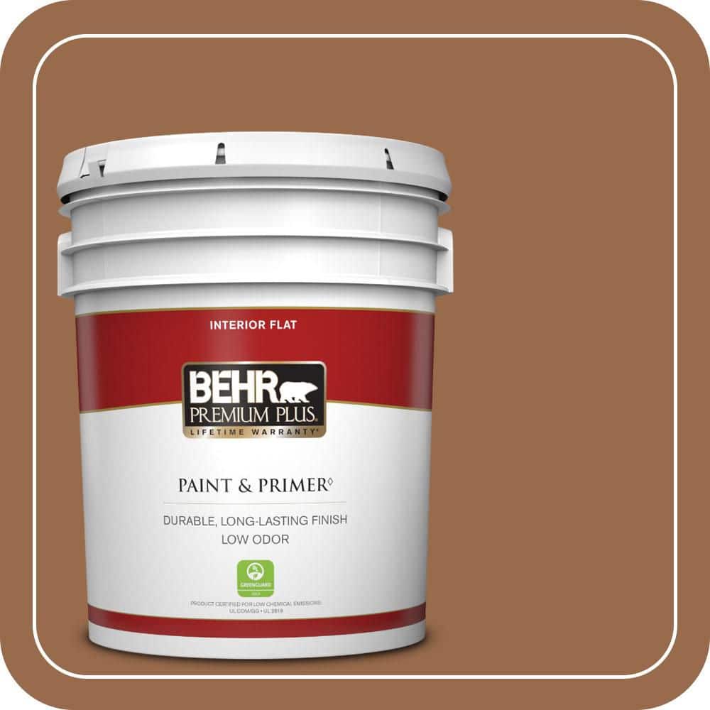 BEHR PREMIUM PLUS 5 gal. #S230-7 Toasted Bagel Flat Low Odor Interior Paint & Primer