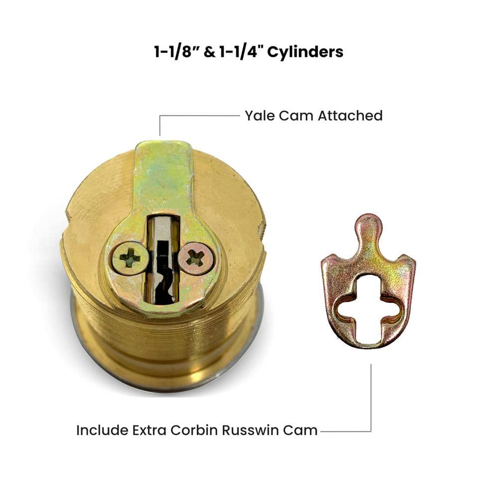 Premier Lock 1-1/8 in. Solid Brass Mortise Cylinder with Stainless Steel Finish, KW1 (2)
