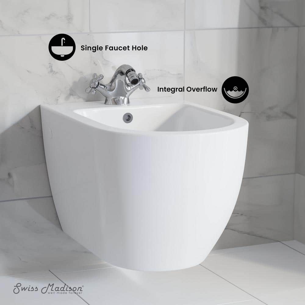 Swiss Madison St. Tropez Wall Hung Elongated Smart Bidet Toilet in Glossy White (2)
