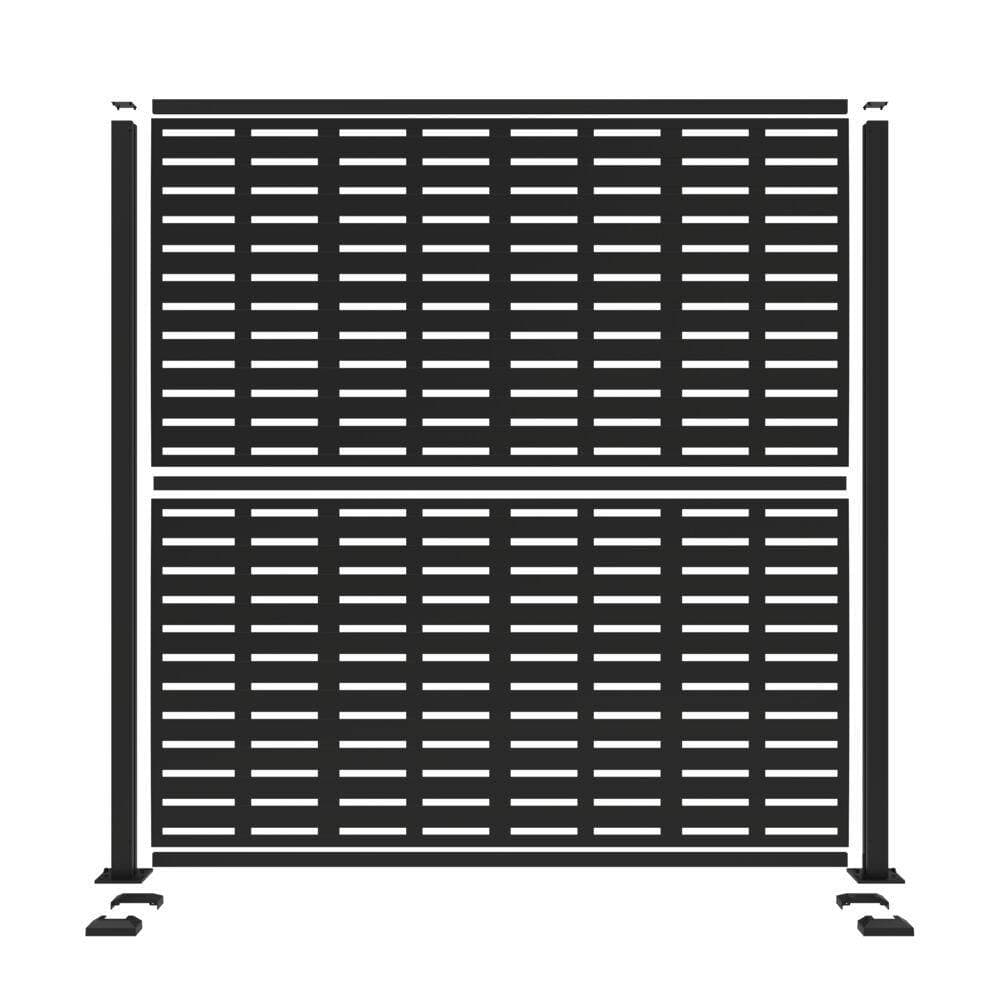 Barrette Outdoor Living 6 ft. x 6 ft. Matte Black Metal Decorative Screen Panel Frame Kit with Boardwalk Black (3)