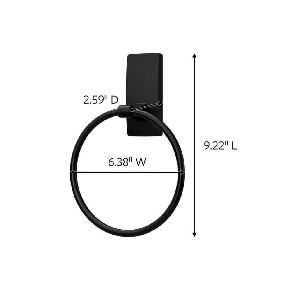 Command Wall Mounted Towel Ring in Matte Black (2)
