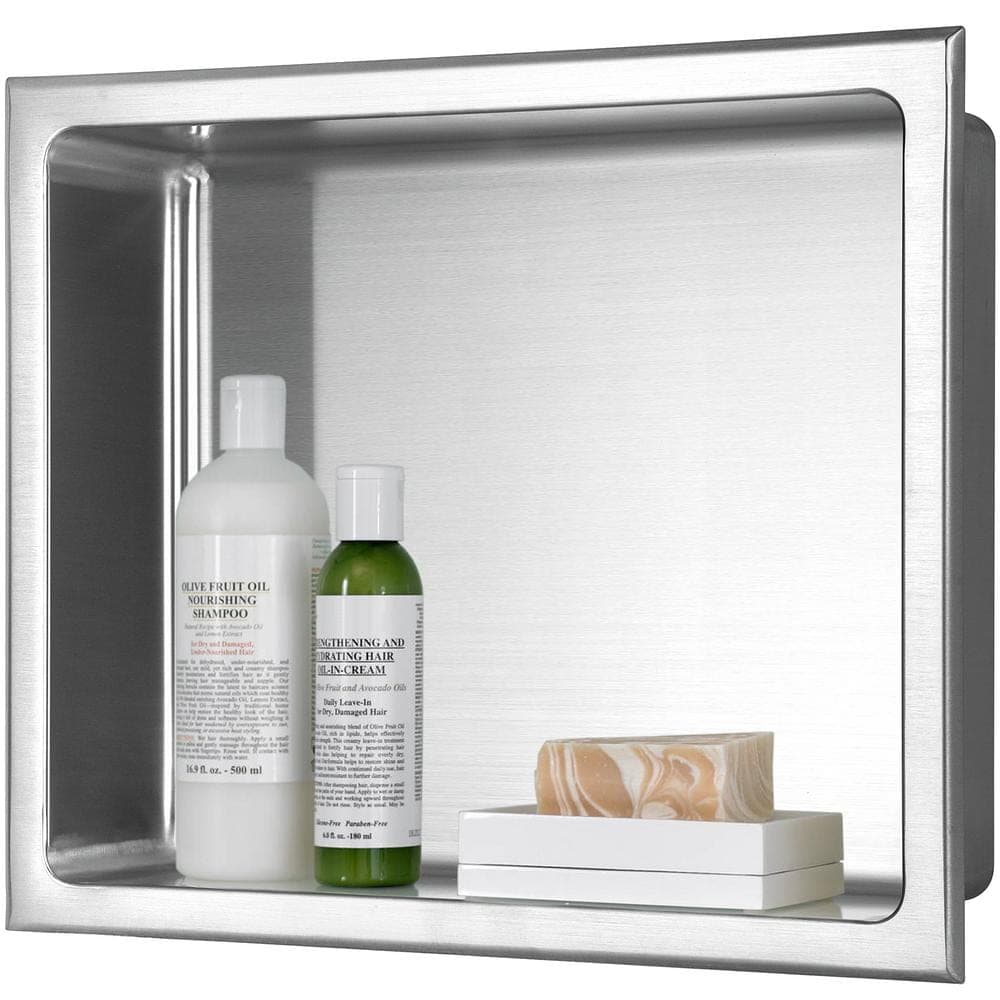 AKDY 14 in. W x 12 in. H x 4 in. D Stainless Steel Bathroom Shower Wall Niche in Brushed Stainless Steel